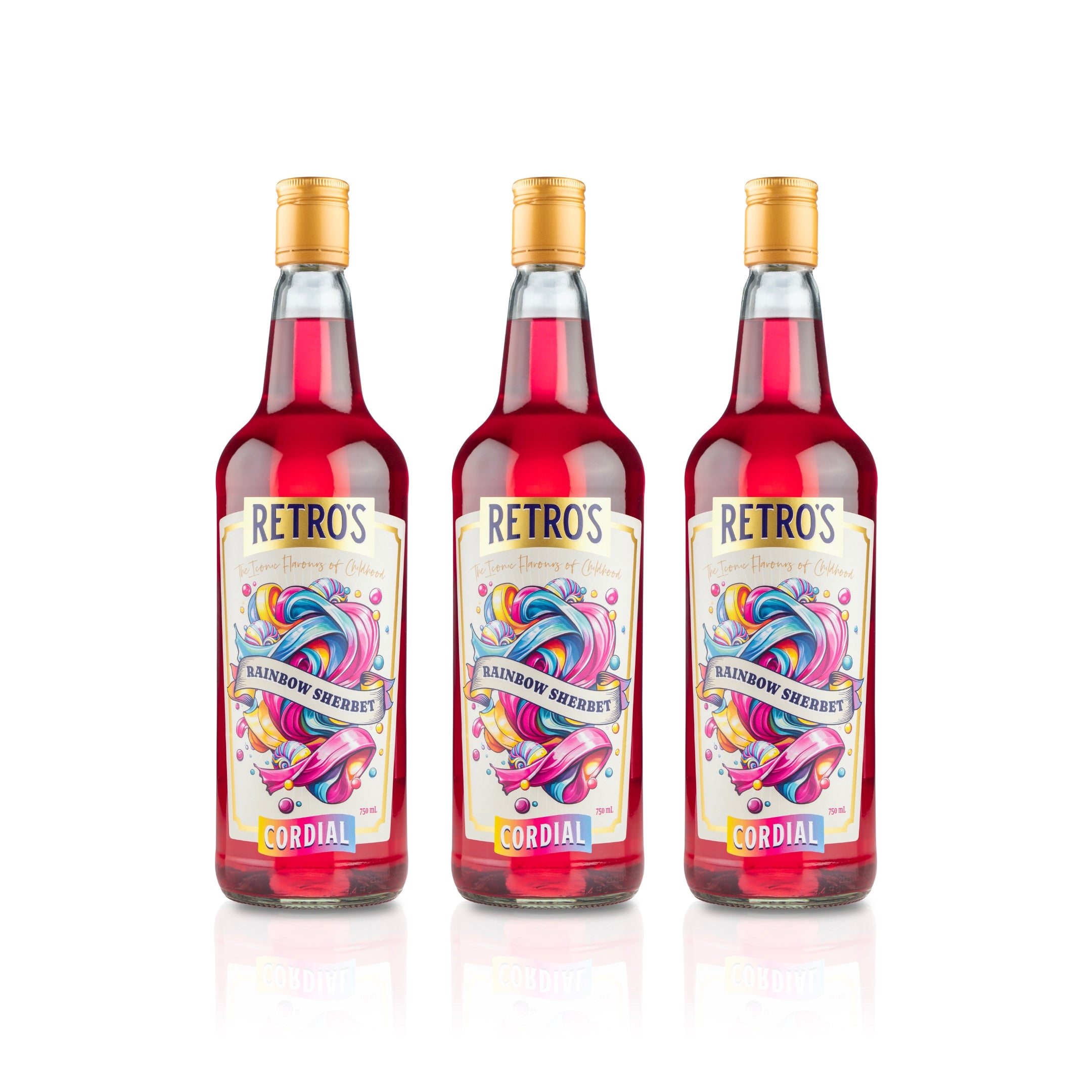 Retro's Rainbow Sherbert Cordial 750mL