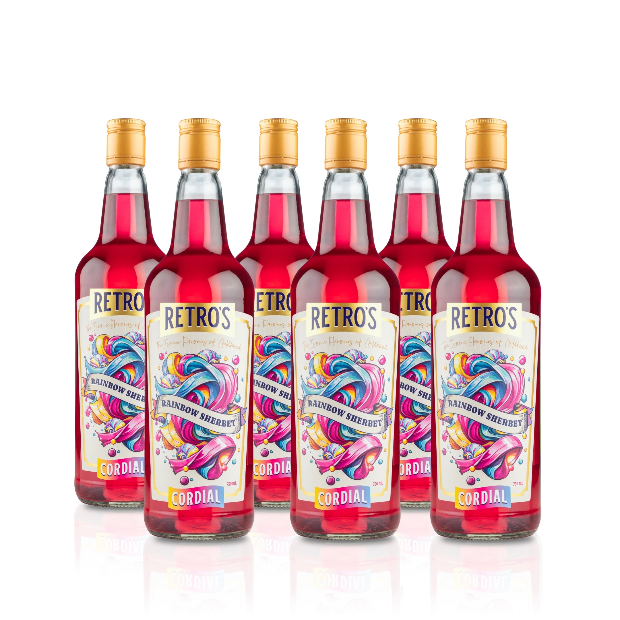 Retro's Rainbow Sherbert Cordial 750mL